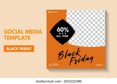 Plantilla moderna de publicación de viernes en negro con espacio para fotos, venta de viernes negro de plantilla de publicación en medios sociales. diseño de banners de venta