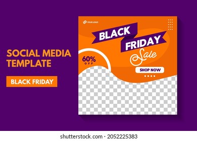 Modern black friday post template with space for photo, black friday sale social media post template. sale banner design