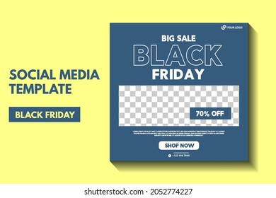 Modern black friday post template with space for photo, black friday sale social media post template. sale banner design