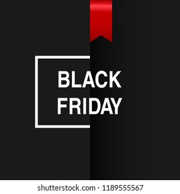 Modern Black Friday Sale banner text with red ribbon and frame