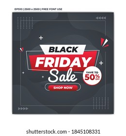 Modern black friday sale banner for social media post template, good for your promotion. vector