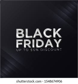Modern Black Friday sale with silver metallic style and 50% discount