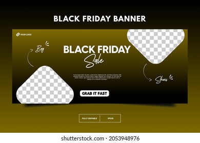 Modern Black friday  sale social media post and cover design. Black Friday sale banner design template. Horizontal banner, poster, Black friday sale banner layout design. Facebook cover.