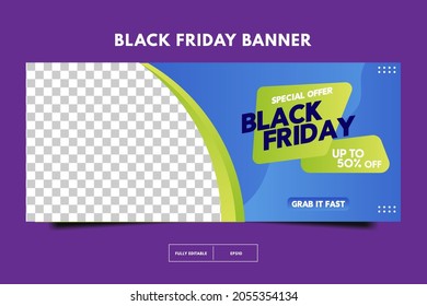 Modern Black friday sale social media post and cover design. Black Friday sale banner design template. Horizontal banner, poster, Black friday sale banner layout design. Ads sale banner