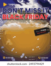 Modern black friday super sale with yellow splash banner design | Black friday social media sale banner design with circle and confetti | Social media post template for black friday discount product 