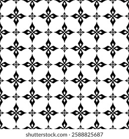 Modern Black Geometric Flower Pattern Background. Seamless. Vector Illustration. Wallpaper