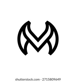 Modern Black Geometric Technology M Logo