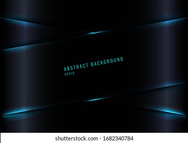 Modern Black Glossy Gradient Color Background with Blue Laser Lighting Effect. Vector Illustration