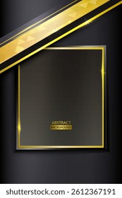 Modern Black And Gold Abstract Background With Diagonal Gold Lines. Black Abstract Background With 3D Golden Lines golden glowing. Vector illustration