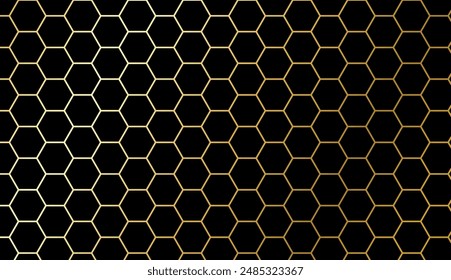 Patrón hexagonal abstracto moderno de fondo negro y dorado