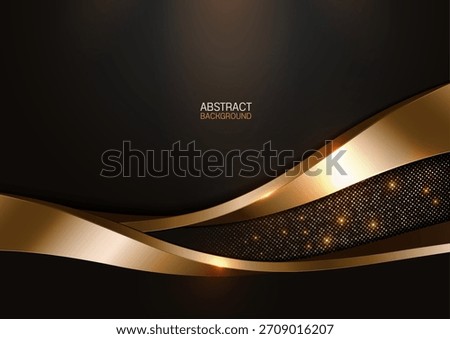 Modern black and gold background with flowing curved lines, luxury abstract design for business use, promotional banners, corporate branding templates, stylish premium backdrop, not AI generated