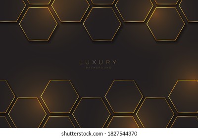 Modern black   gold background textured and abstract hexagon pattern