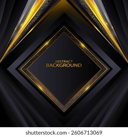 Modern black gold backgrounds with gold silver frames. Vector illustration