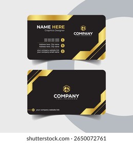 Modern Black and Gold Business Card with Sleek Geometric Style