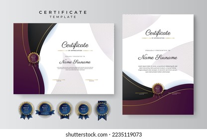 Modern black gold certificate award template for business and education