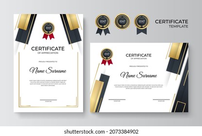 Modern Black Gold Certificate Template Certificate Stock Vector ...