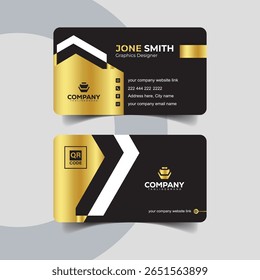 Modern Black and Gold Corporate Business Card Design Template