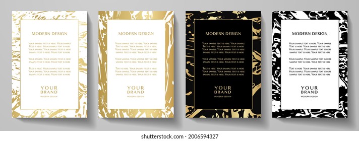 Modern black and gold frame design set (collection). Premium vector layout background with luxury pattern for certificate, business catalog, brochure template, page menu