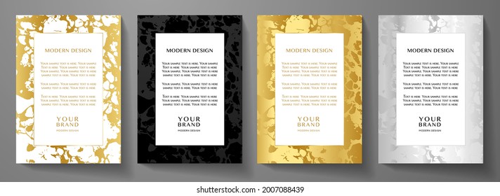 Modern black and gold frame design set (collection). Premium vector layout background with luxury pattern for certificate, business catalog, brochure template, menu