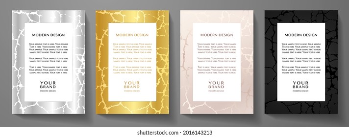 Modern black and gold invitation design set (collection). Premium vector layout background with luxury line pattern for certificate, business catalog, brochure template, menu