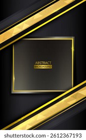 Modern Black And Gold Square Abstract Background With Gold Lines Effect. Black Abstract Background With 3D Golden Lines golden glowing. Vector illustration
