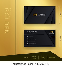 Modern black golden business card with luxury style and elegant template