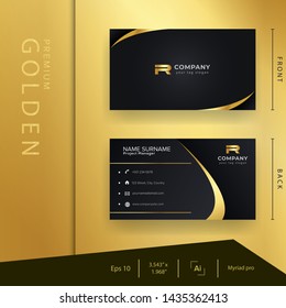 Modern black golden business card with luxury style and elegant template