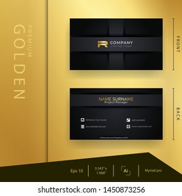 Modern black golden business card with luxury style and elegant template