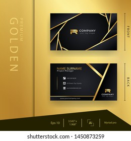 Modern black golden business card with luxury style and elegant template