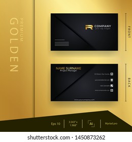 Modern Black Golden Business Card With Luxury Style And Elegant Template