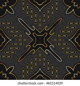 modern black and golden shape pattern on dark grey