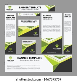 Modern Black Grey Green Web Banner Bundle