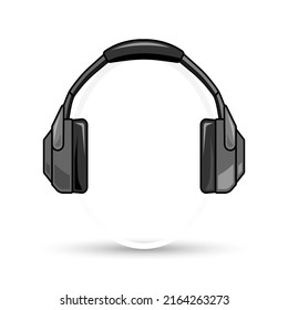 Modern black headphones isolated on white background. Vector illustration. 