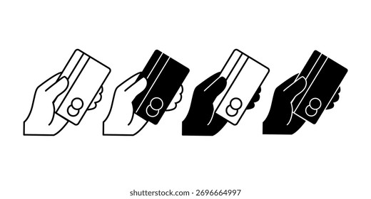 Paquete moderno de iconos negros que ilustra varios métodos de pago para compras en línea y transacciones digitales.