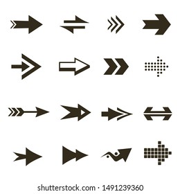 Modern black icons and logos set of arrows