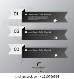 Modern black infographic 3 options. , steps, parts. Can be used for workflow layout, diagram, step by step infographics, graph, chart, diagram, web design.
