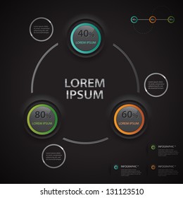 Modern black infographics banner. Vector illustration. can be used for workflow layout, diagram, web design, number options.