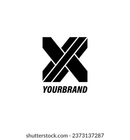 modern black letter X vector abstract geometric corporate logo icon concept design