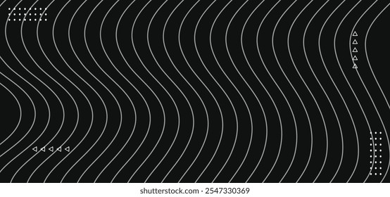 Modern black and light wavy lines abstract background.Vector illustration