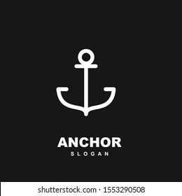 Modern black Line anchor logo icon design vector illustration
