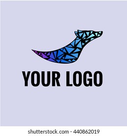 Modern black logo, dog and color mosaic