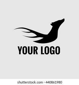 Modern black logo, dog and wings