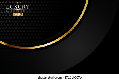 Modern black luxury background with golden lines element.