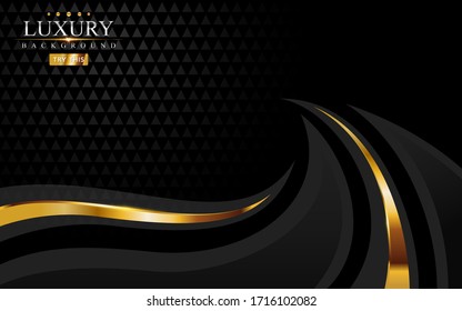 Modern black luxury background with golden lines element.