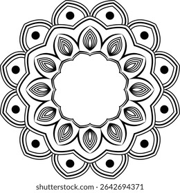 Modern black mandala design on white background