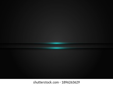 Modern black metallic layer with blue shiny light design template background technology concept space for your text. Vector illustration