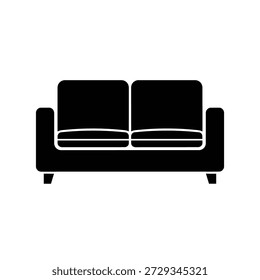 Modern black minimalist sofa flat design vector illustration isolated on white background