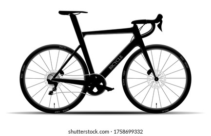 Modern black mountain bike on isolated background, hardtail, vector illustration