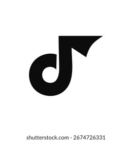 Icono negro moderno de la nota de la música en blanco para los diseños creativos y los proyectos de la marca de la música de las redes sociales