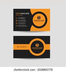 Modern black and orange color professional business card template vector format